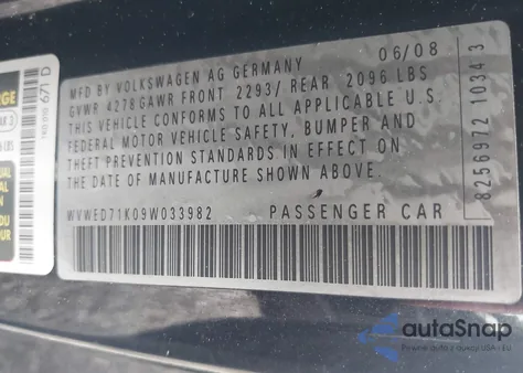 2009 Volkswagen Gti 2-Door from USA, damaged, VIN WVWED71K09W033982